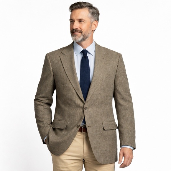 Lands' End Other - Lands' End Blazer Mens 44L‎ Herringbone Wool Sport Coat USA Made Classic